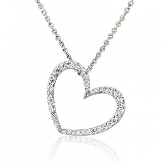 18ct White Gold & Diamond Heart Pendant