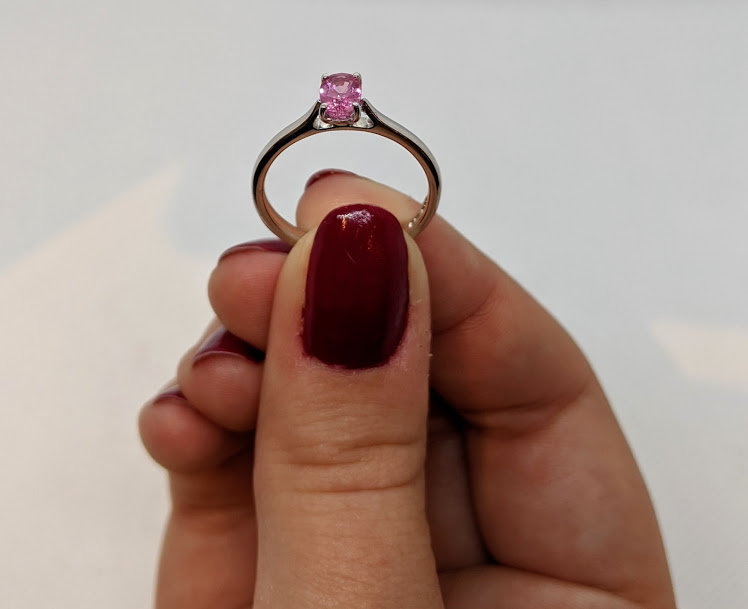 9ct White Gold & Pink Sapphire Ring M1965