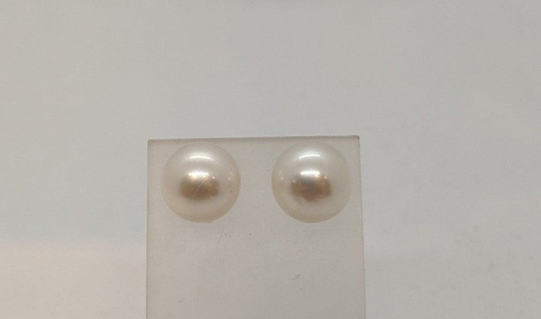 9ct Yellow Gold Cultured Pearl Stud Earrings - Cream