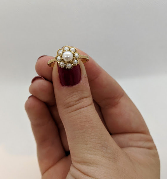 9ct Yellow Gold Pearl Flower Ring RC369PP