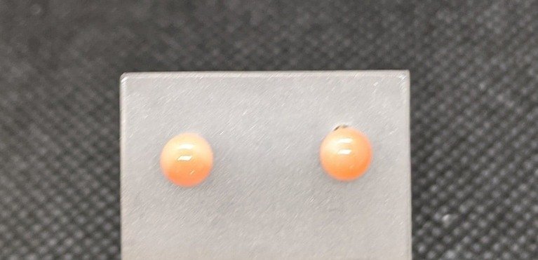 Coral 9ct Yellow Gold Studs 
