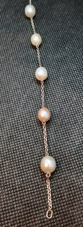 Silver Chain and Cultured Pearl Bracelet MKBASS