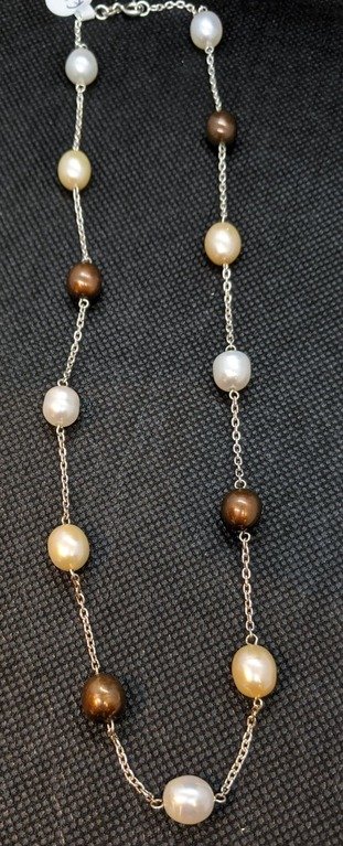 Silver Chain and Pearl Necklace MK515