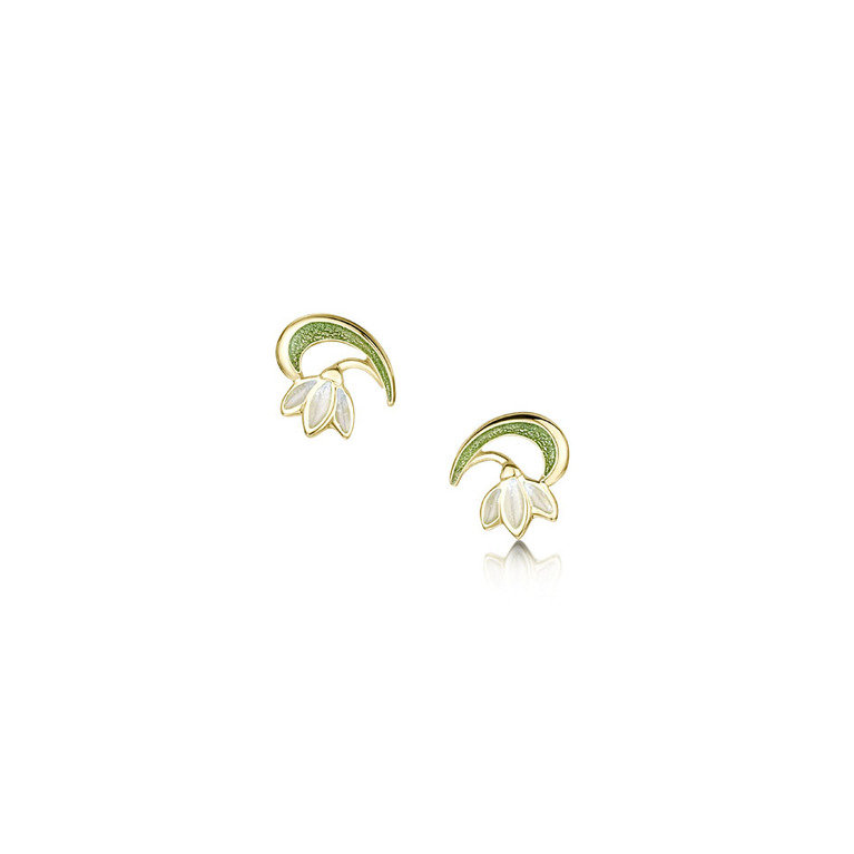 Sheila Fleet 18ct Gold Snowdrop Stud Earrings EE0230-18OPWH 