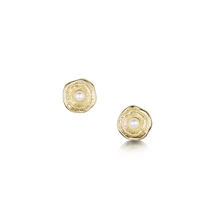 Sheila Fleet Gold Lunar Pearl Earrings SE00249