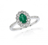 9ct White Gold Diamond Oval Scallop Emerald Ring Thumbnail